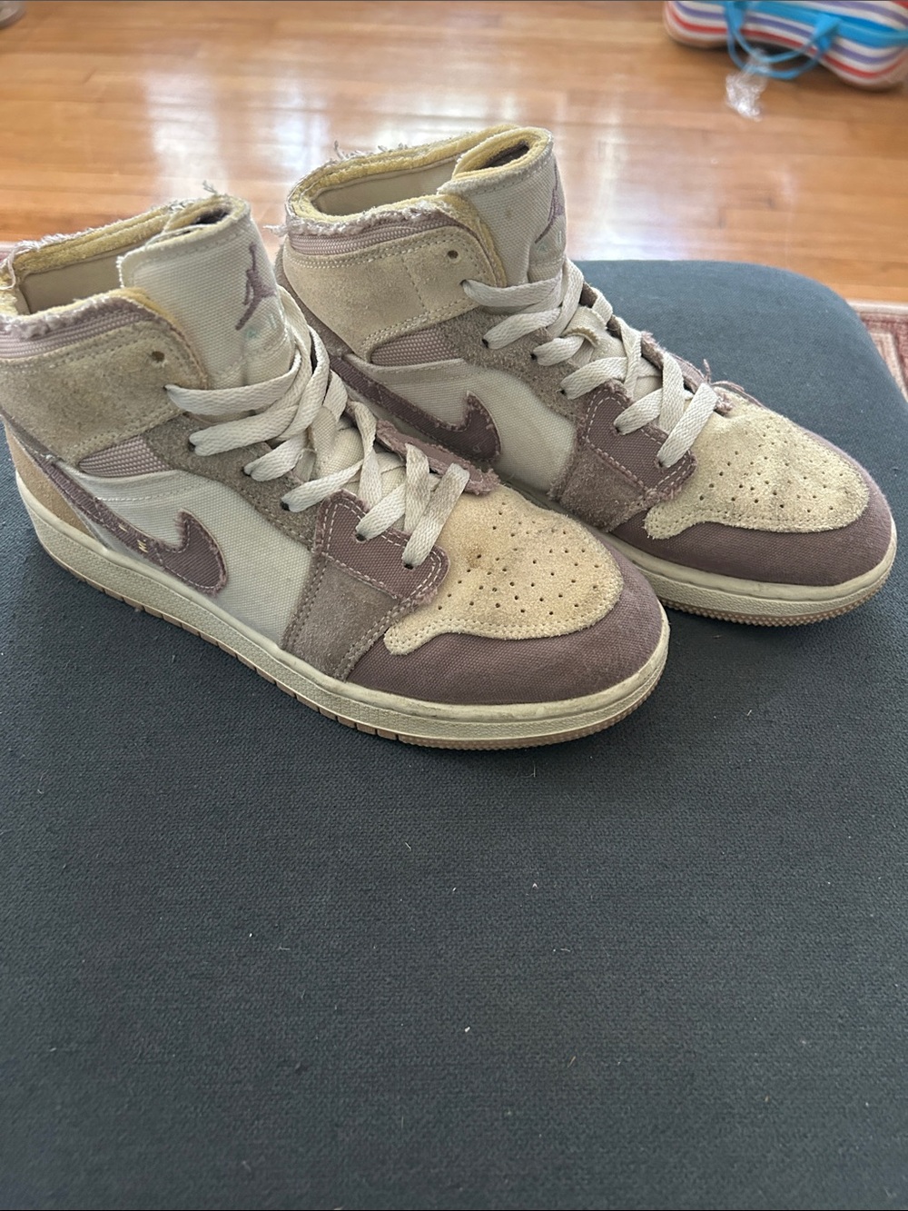 Nike Air Jordan High-Top Sneakers in Beige & Taupe